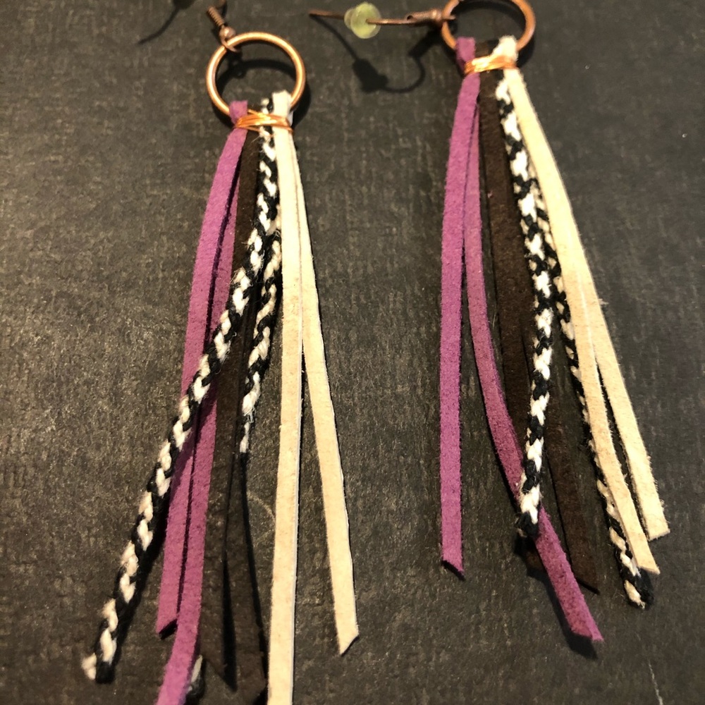 Boho earrings:  purple/black